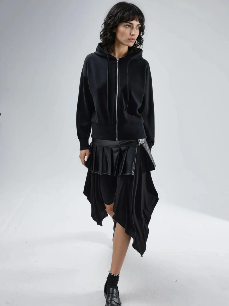 Busem Black BUSEM Hooded Zipper Jacket with Pockets for Women | Best Price UAE